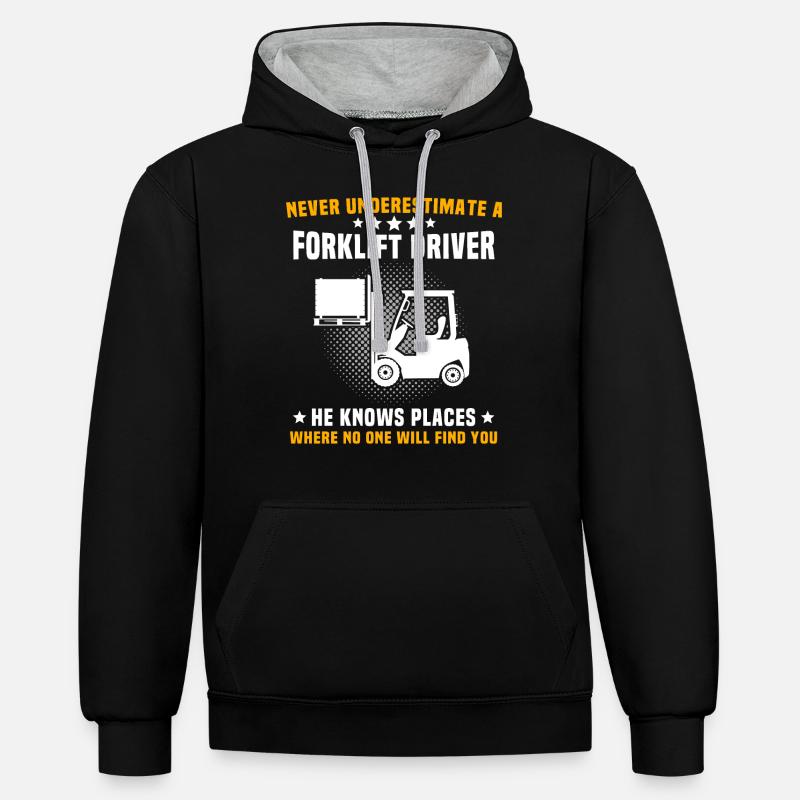 Staplerfahrer Stapler Gabelstapler - Kontrast-Hoodie - Schwarz/Grau meliert