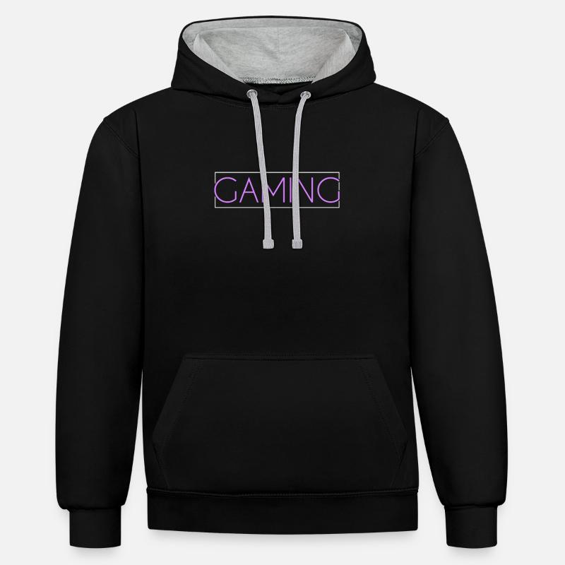 Lettrage de jeu - Sweat à capuche contrasté - noir/gris chiné