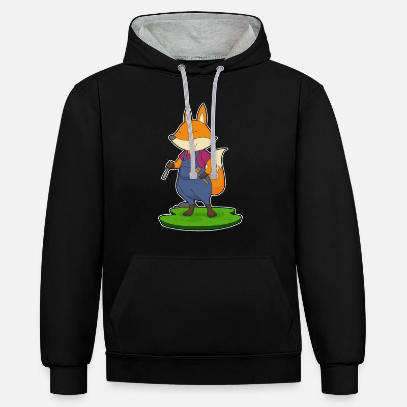 Ciseau marteau Fox Craftsman - Sweat à capuche contrasté - noir/gris chiné
