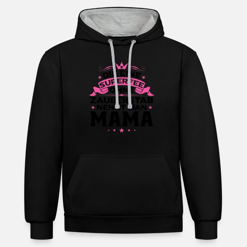 Mutter Mama Tochter Geschenk - Kontrast-Hoodie - Schwarz/Grau meliert