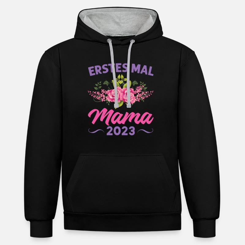 Mutter Mama Tochter Geschenk - Kontrast-Hoodie - Schwarz/Grau meliert