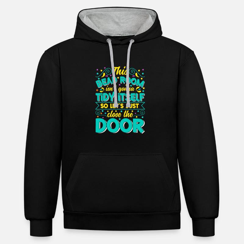Dessins de perles pour perles - Sweat à capuche contrasté - noir/gris chiné