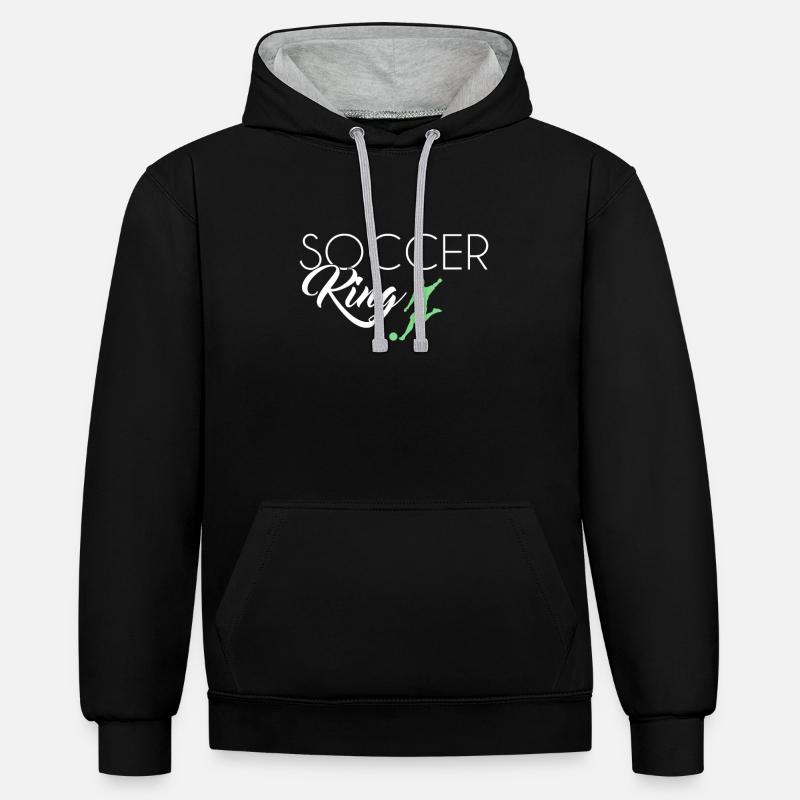 Fußball King - Kontrast-Hoodie - Schwarz/Grau meliert