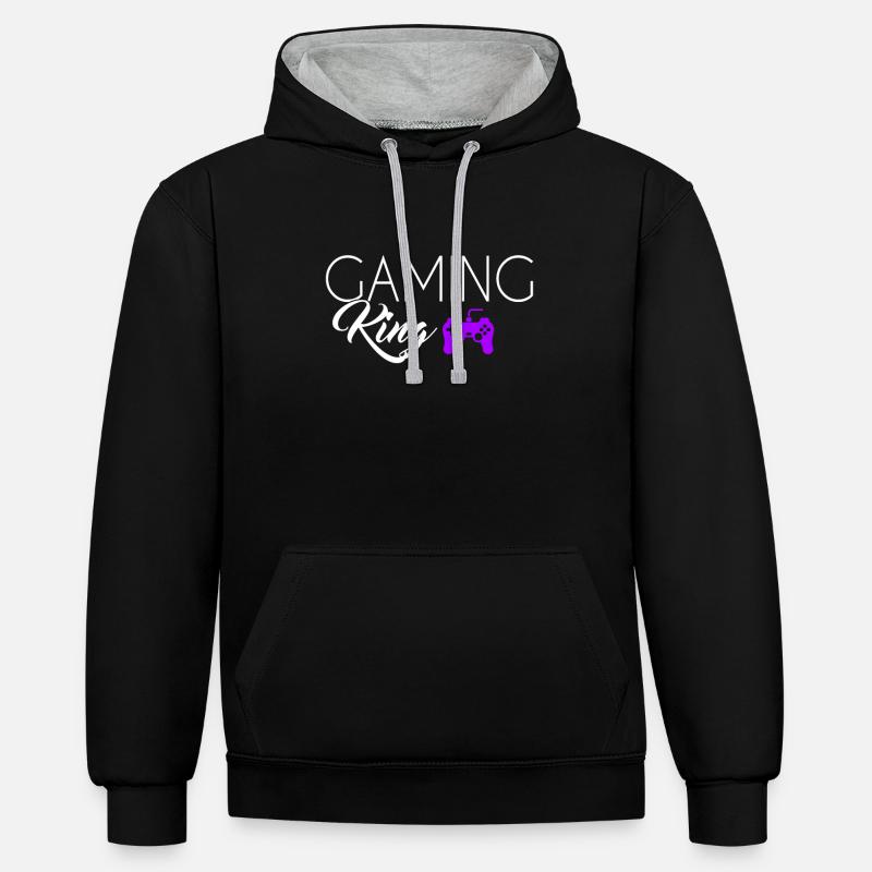 Roi du jeu - Sweat à capuche contrasté - noir/gris chiné