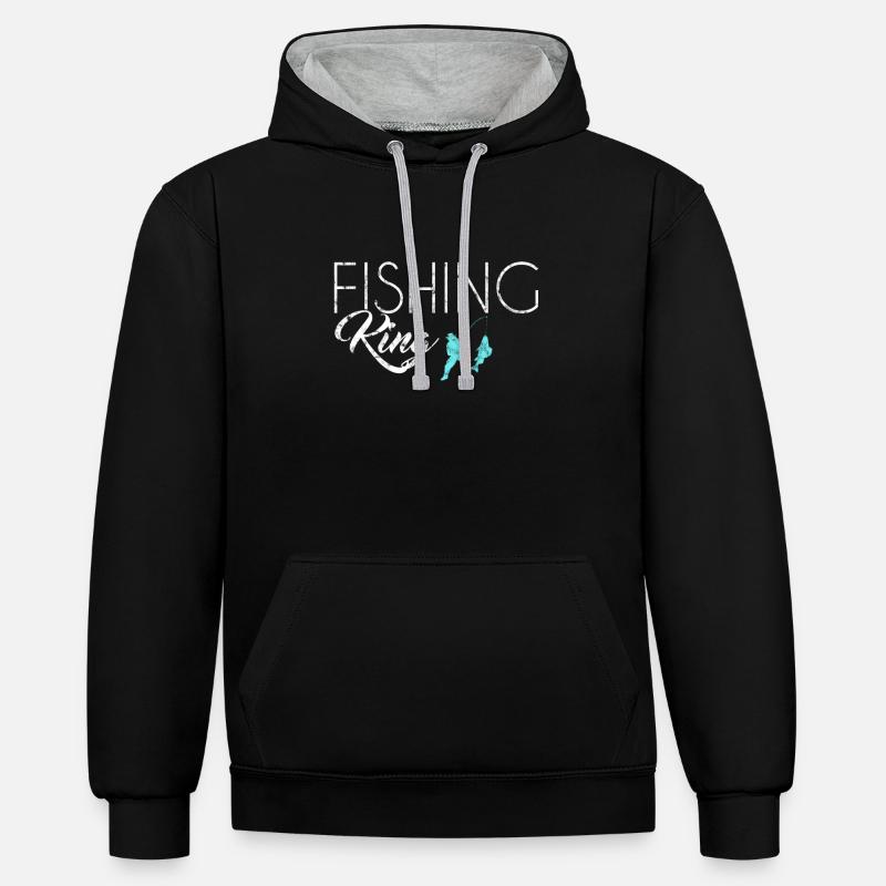 Roi de la pêche - Sweat à capuche contrasté - noir/gris chiné