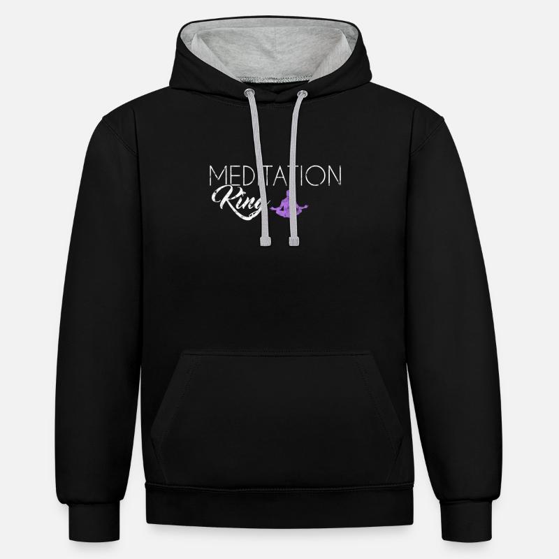 Roi de la méditation - Sweat à capuche contrasté - noir/gris chiné