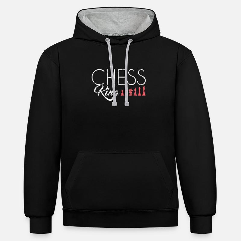 Roi des échecs - Sweat à capuche contrasté - noir/gris chiné