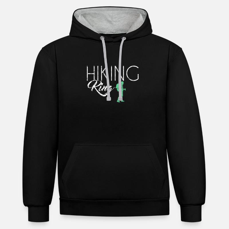 Roi de la randonnée - Sweat à capuche contrasté - noir/gris chiné