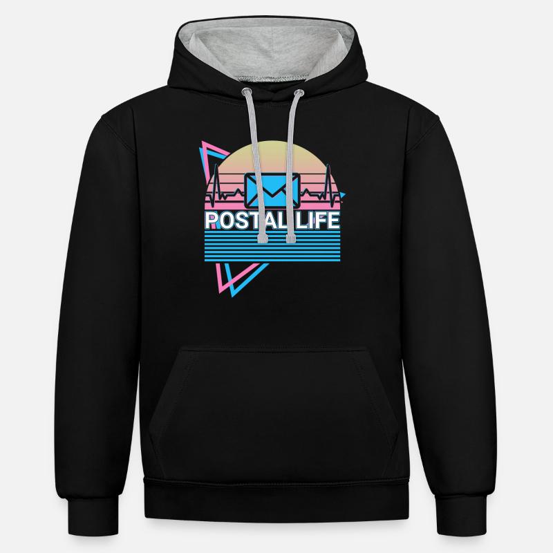 Postleben Postbeamter Retro - Sweat à capuche contrasté - noir/gris chiné