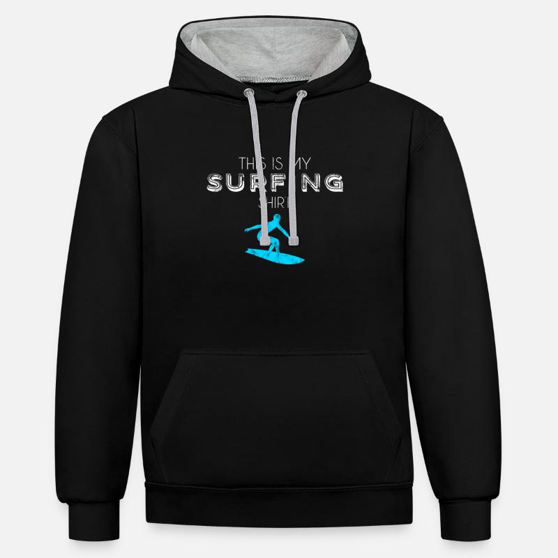 Chemise de surf - Sweat à capuche contrasté - noir/gris chiné