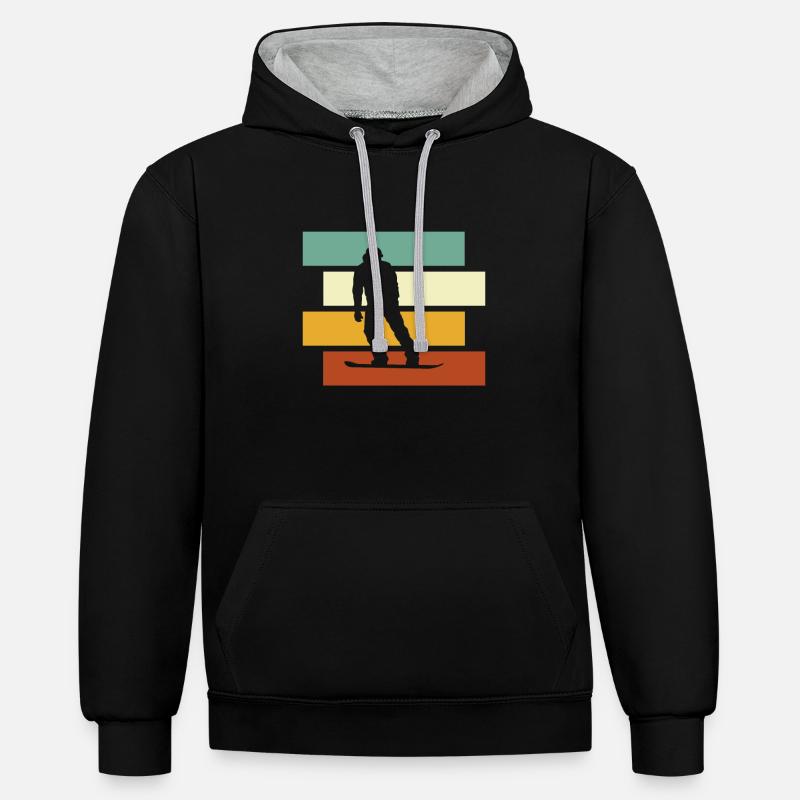 Snowboard Rétro - Sweat à capuche contrasté - noir/gris chiné