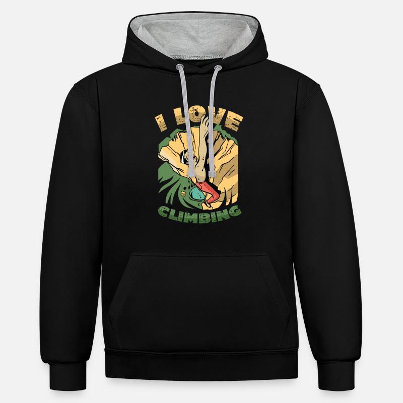 J’adore l’escalade, l’escalade - Sweat à capuche contrasté - noir/gris chiné