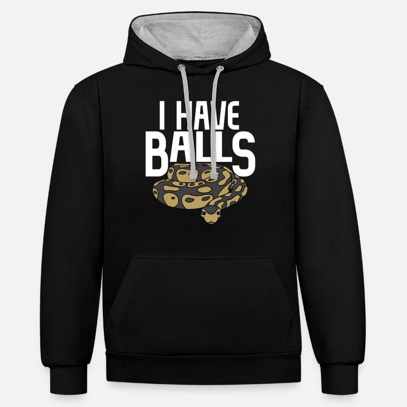 Ball python snake - Contrast hoodie - black/heather grey