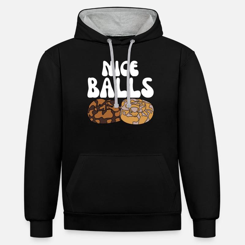 Kugelpython Schlange - Kontrast-Hoodie - Schwarz/Grau meliert