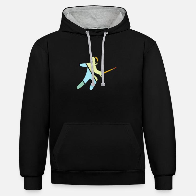 Escrime Rétro - Sweat à capuche contrasté - noir/gris chiné