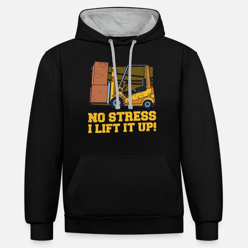 Gabelstaplerfahrer Gabelstapler Staplerfahrer - Kontrast-Hoodie - Schwarz/Grau meliert