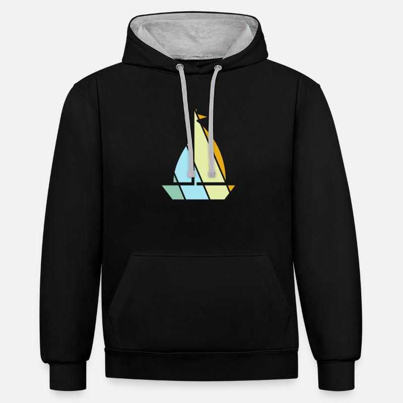Rétro de la voile - Sweat à capuche contrasté - noir/gris chiné