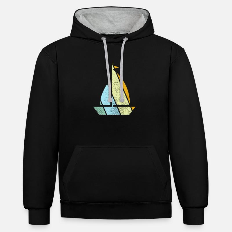 Rétro de la voile - Sweat à capuche contrasté - noir/gris chiné