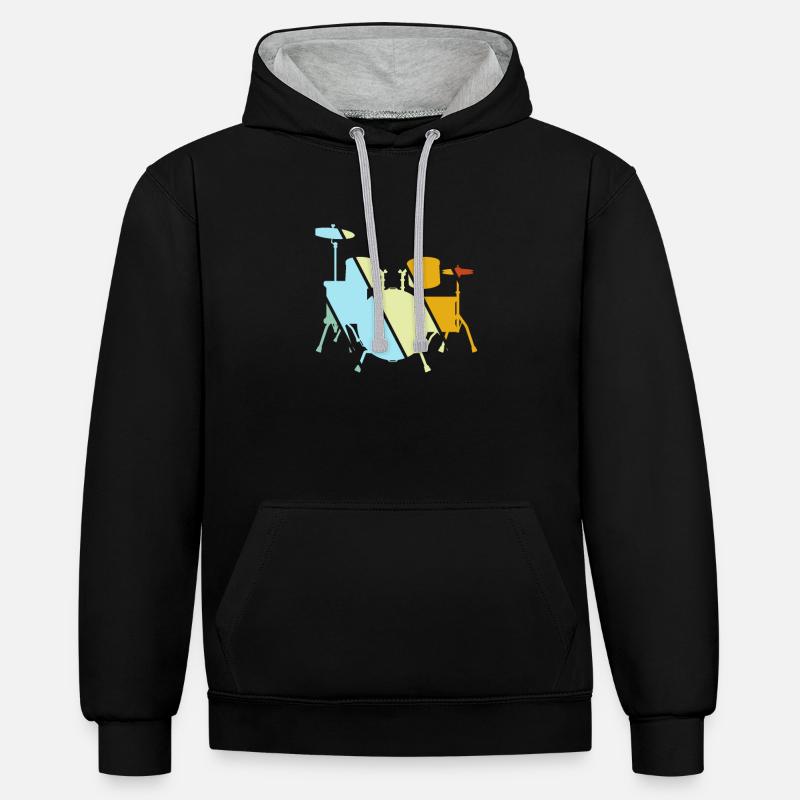 Batterie Rétro - Sweat à capuche contrasté - noir/gris chiné