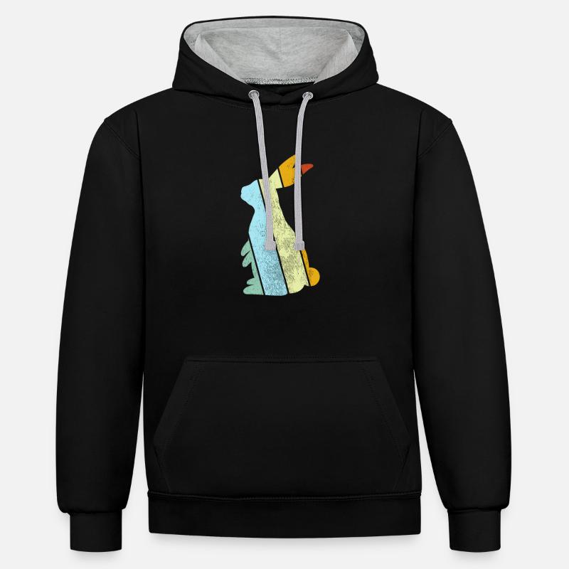 Lapin Rétro - Sweat à capuche contrasté - noir/gris chiné