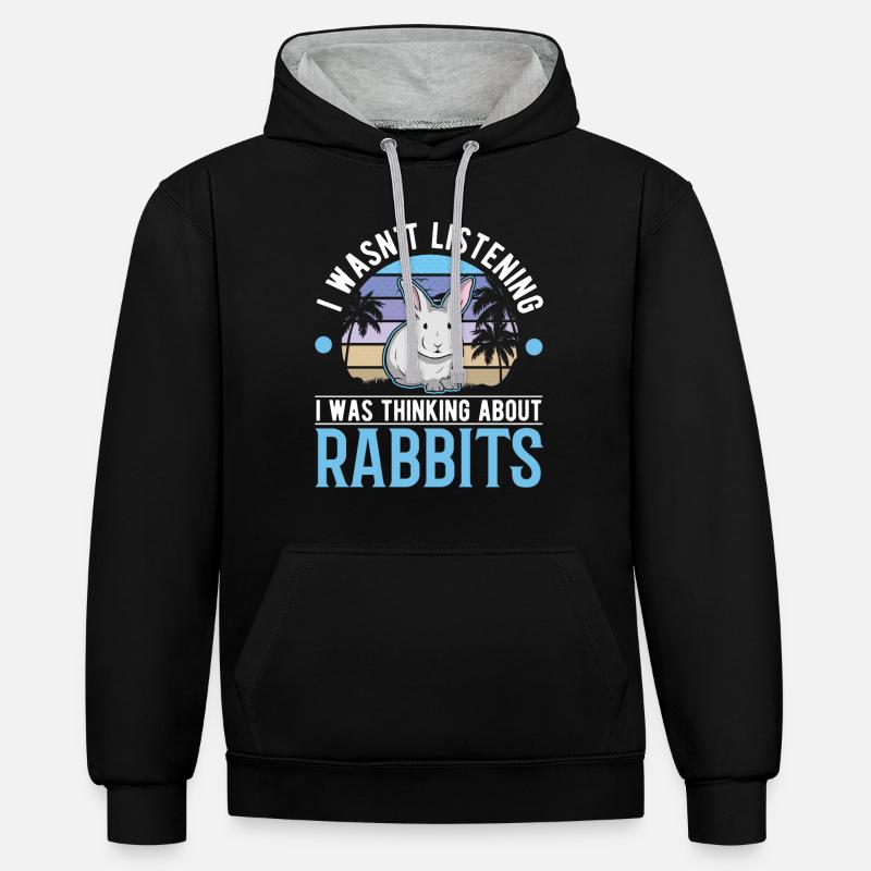 Lapin lapin lapin lapin - Sweat à capuche contrasté - noir/gris chiné
