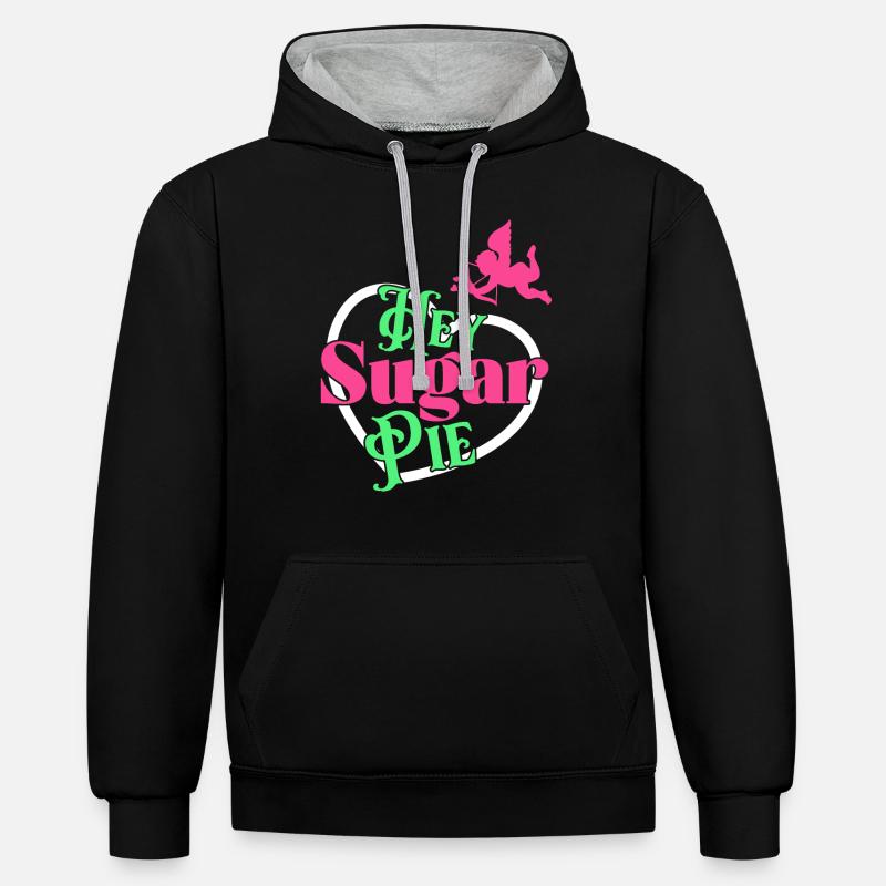 Hey Sugar Pie Couple mignon - Sweat à capuche contrasté - noir/gris chiné