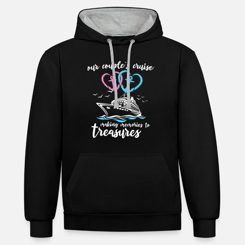 Kreuzfahrt Ehepaar - Kontrast-Hoodie - Schwarz/Grau meliert
