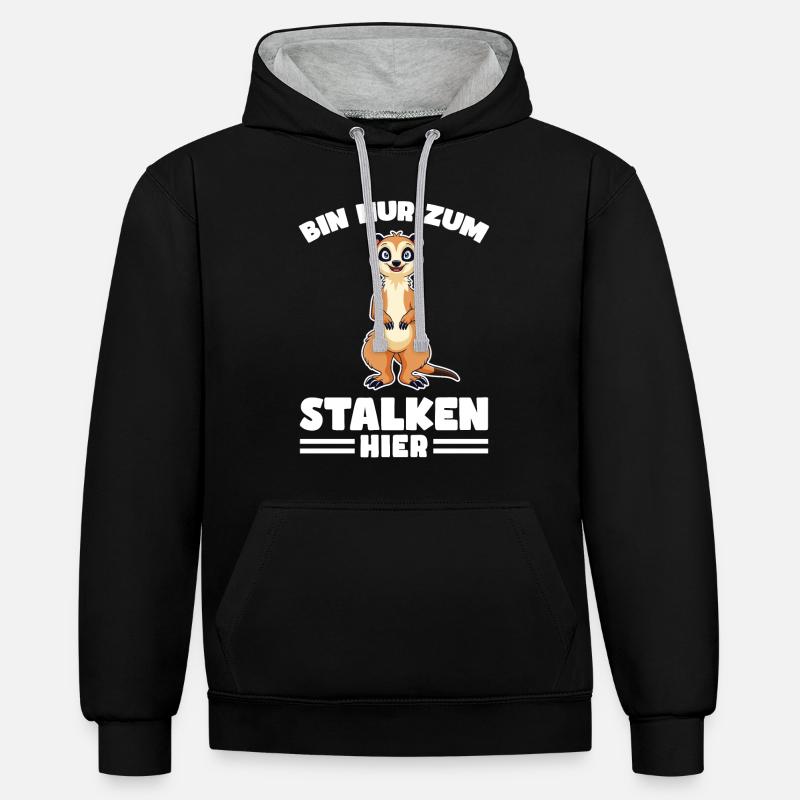 Tiere Erdmännchen Erdmännchene Geschenk - Kontrast-Hoodie - Schwarz/Grau meliert