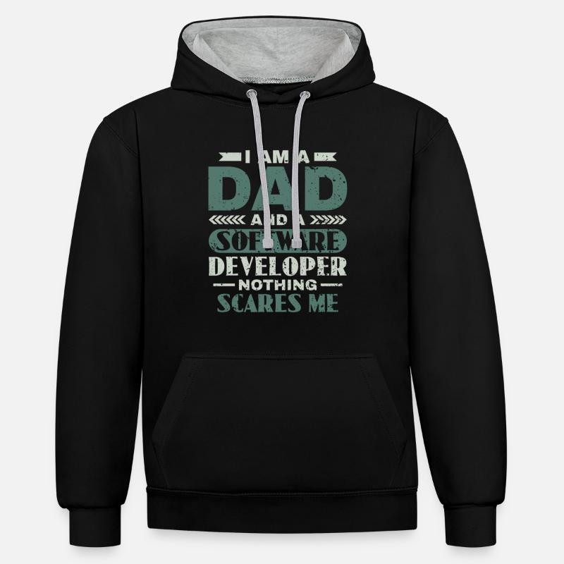 Software Developer Dad - Software Programmierer - Kontrast-Hoodie - Schwarz/Grau meliert