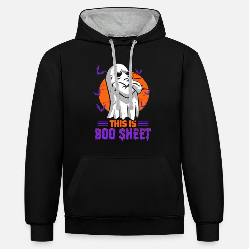 C’est Boo Sheet Ghost Halloween - Sweat à capuche contrasté - noir/gris chiné