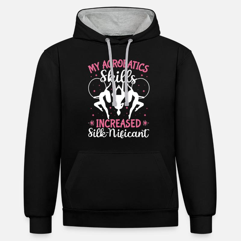 Acrobate de soie aérienne - Sweat à capuche contrasté - noir/gris chiné
