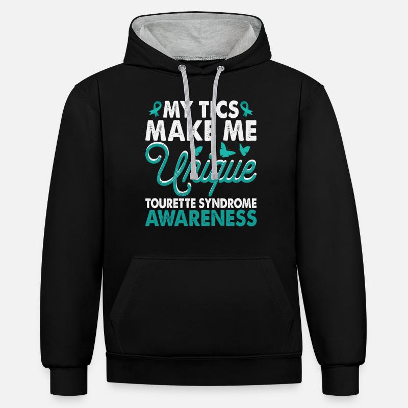 Tics Machen Mich Einzigartig Tourette-syndrom - Kontrast-Hoodie - Schwarz/Grau meliert