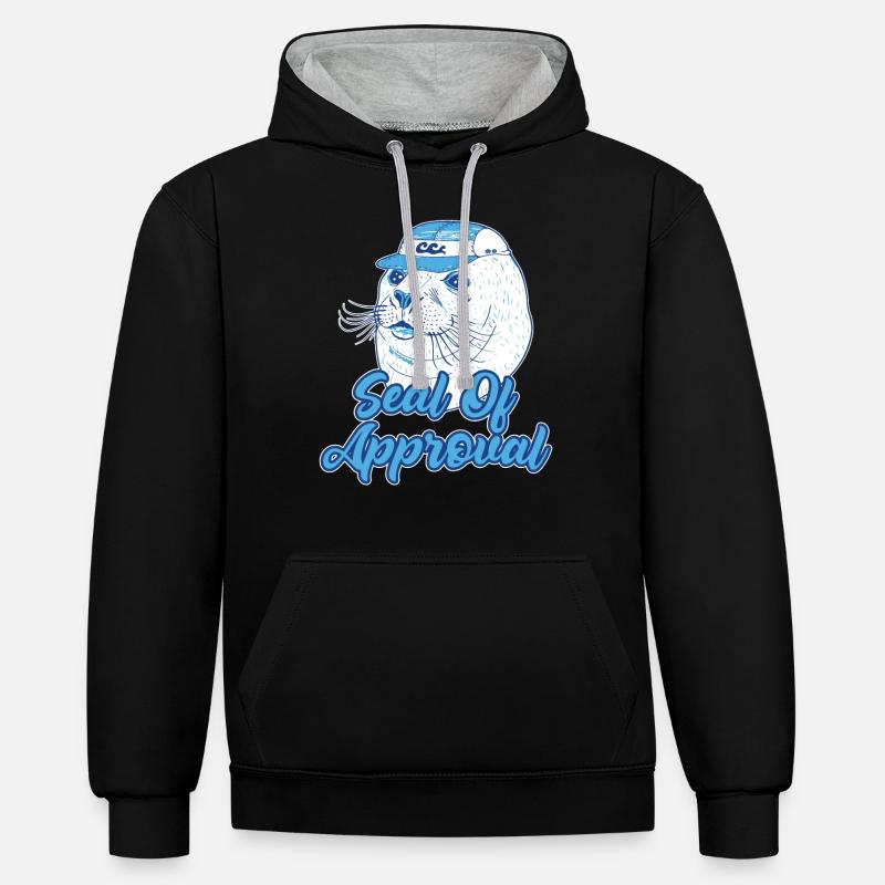 Drôle de sceau d’approbation - Sweat à capuche contrasté - noir/gris chiné