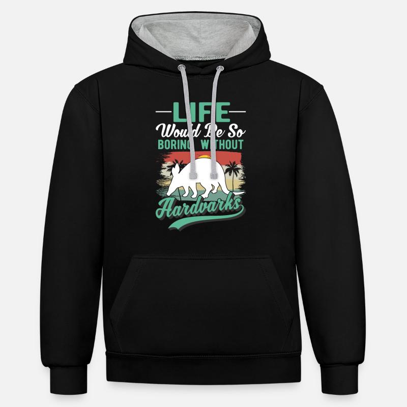 Aardvark Cadeau Aardvark - Sweat à capuche contrasté - noir/gris chiné