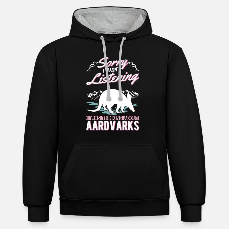 Aardvark Cadeau Aardvark - Sweat à capuche contrasté - noir/gris chiné