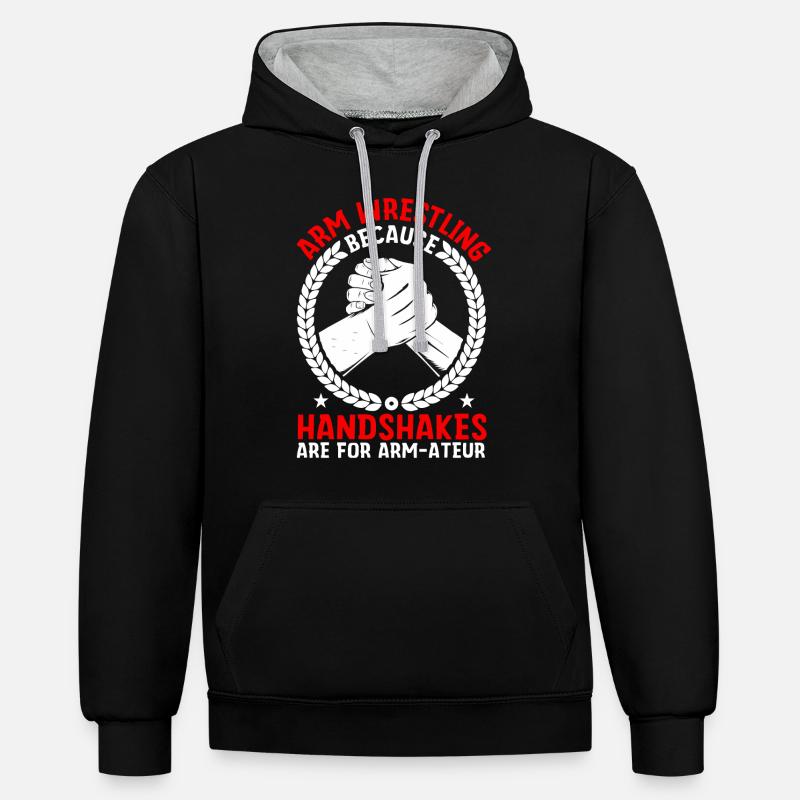 Bras de fer - Sweat à capuche contrasté - noir/gris chiné