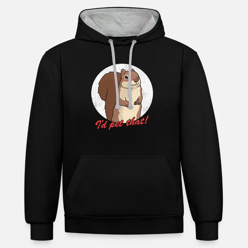 Süßes Eichhörnchen Hörnchen Grauhörnchen Geschenk - Kontrast-Hoodie - Schwarz/Grau meliert