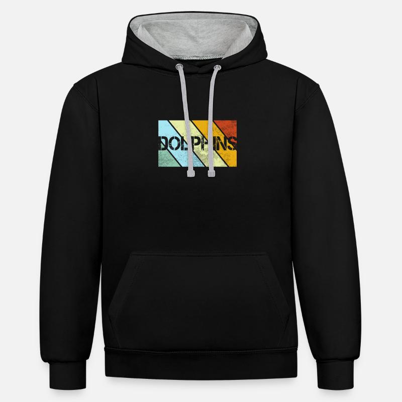 Dauphin Rétro - Sweat à capuche contrasté - noir/gris chiné