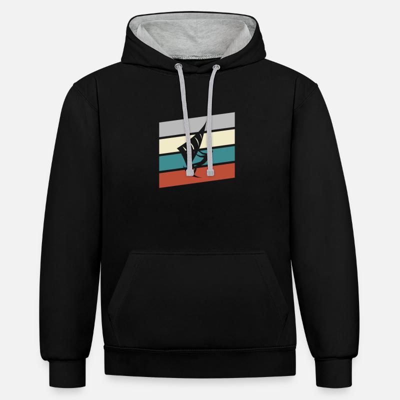 Cerf-volant rétro - Sweat à capuche contrasté - noir/gris chiné
