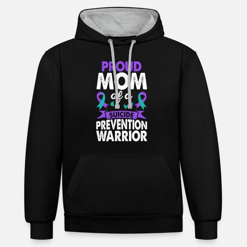 Mutter Des - Kontrast-Hoodie - Schwarz/Grau meliert
