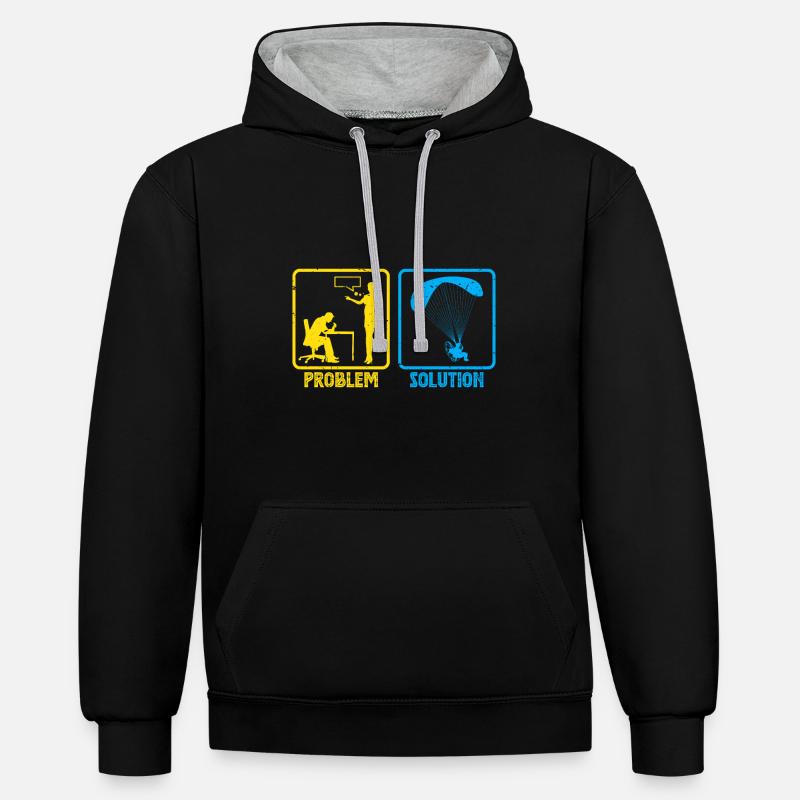 Gleitschirmflieger Problem Solution Paraglider - Kontrast-Hoodie - Schwarz/Grau meliert