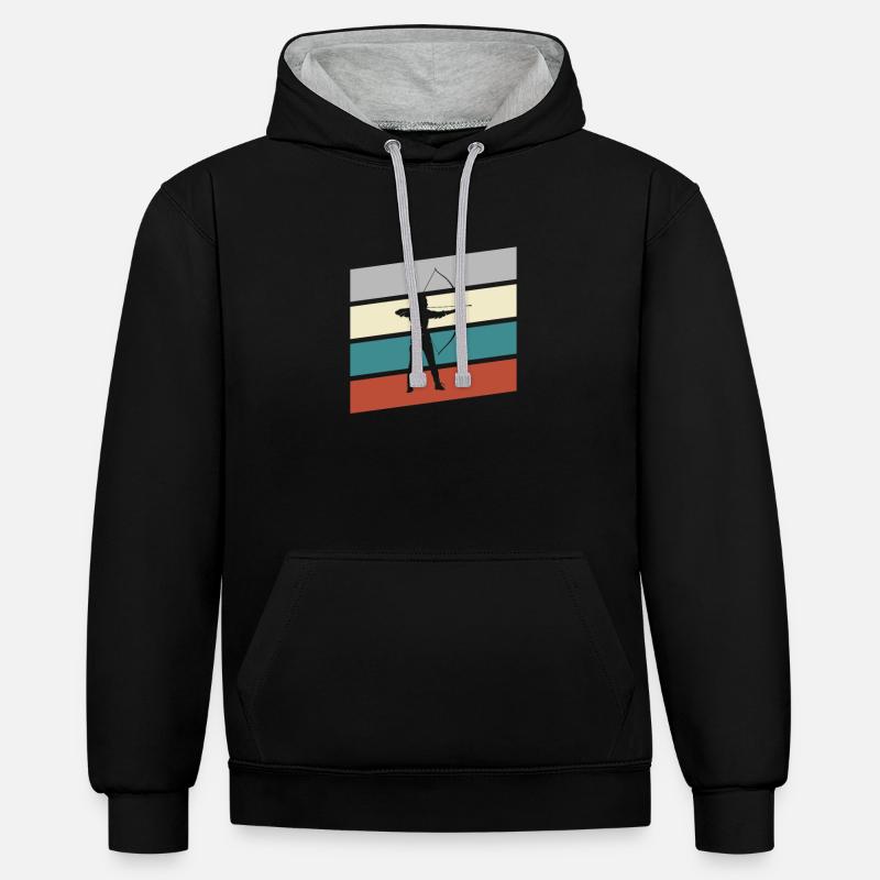Tir à l’arc Rétro - Sweat à capuche contrasté - noir/gris chiné