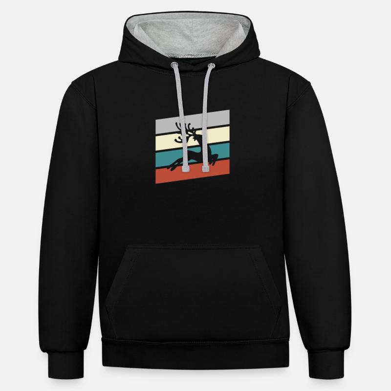 Moose Retro - Sweat à capuche contrasté - noir/gris chiné