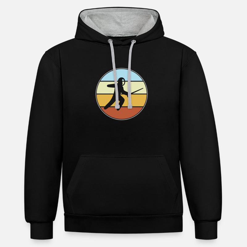 Escrime Rétro - Sweat à capuche contrasté - noir/gris chiné