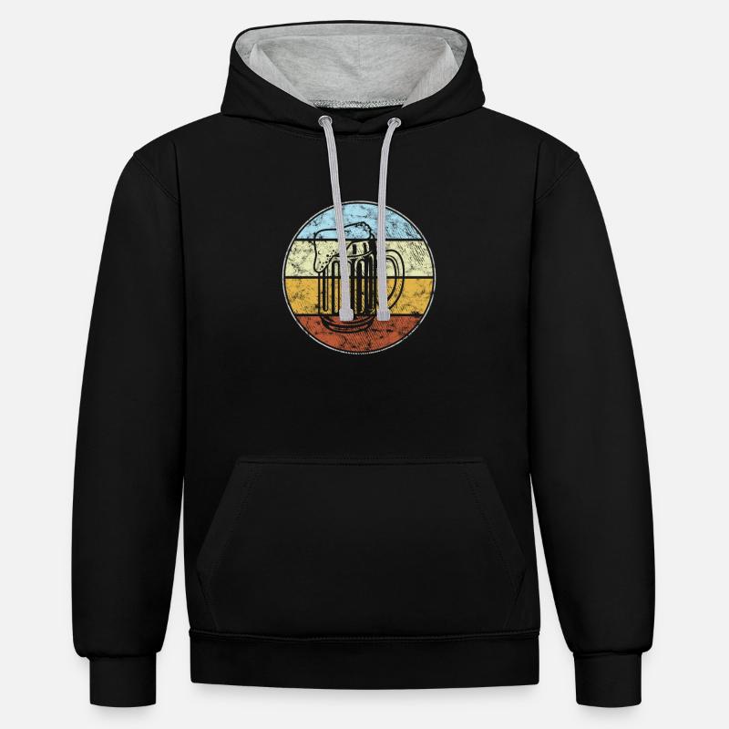 Bière Rétro - Sweat à capuche contrasté - noir/gris chiné