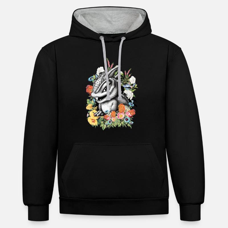 Dragon - Sweat à capuche contrasté - noir/gris chiné