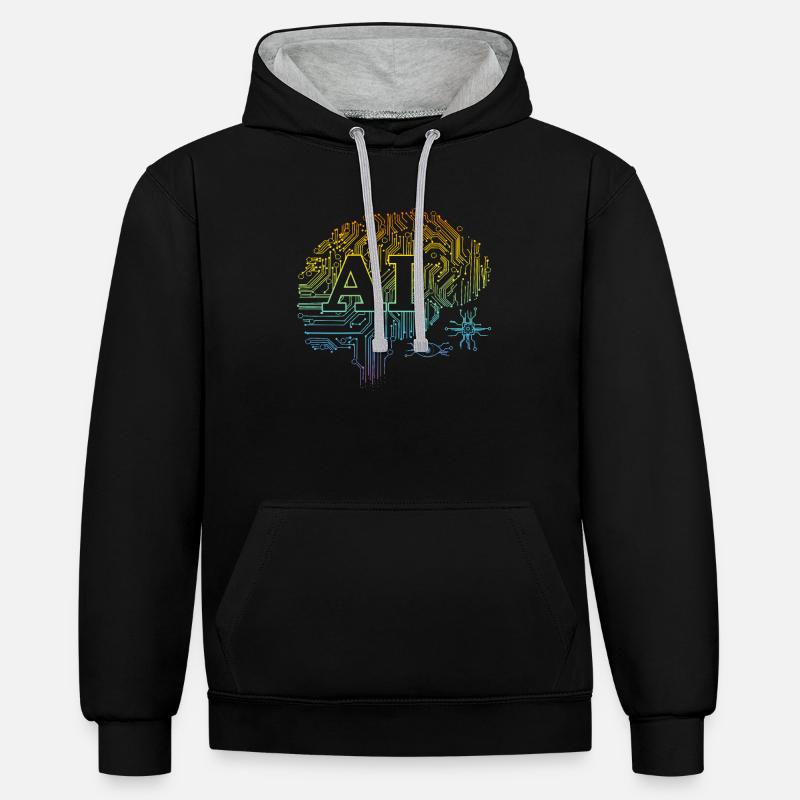 Machine Learning Ai Artificial Intelligence - Kontrast-Hoodie - Schwarz/Grau meliert