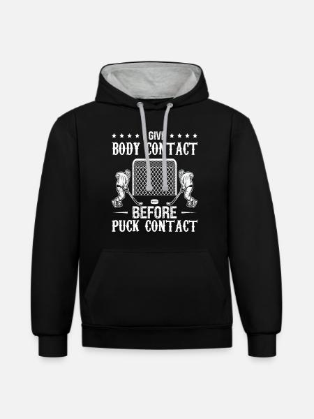 Ice hockey spieler - Kontrast-Hoodie - Schwarz/Grau meliert