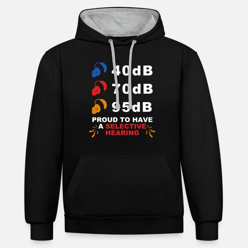 Fierté sourde ASL - Sweat à capuche contrasté - noir/gris chiné