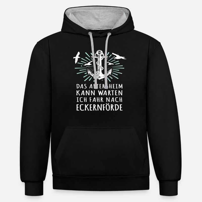 Eckernförde Sprüche Eckernförder Spruch - Kontrast-Hoodie - Schwarz/Grau meliert